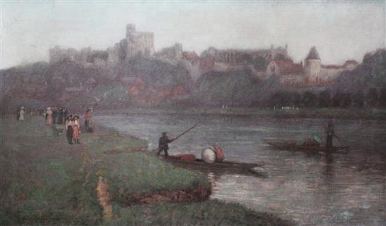 Herbert Edward Pelham Hughes-Stanton (1870-1937) Punting on the river at Windsor 36 x 60in.